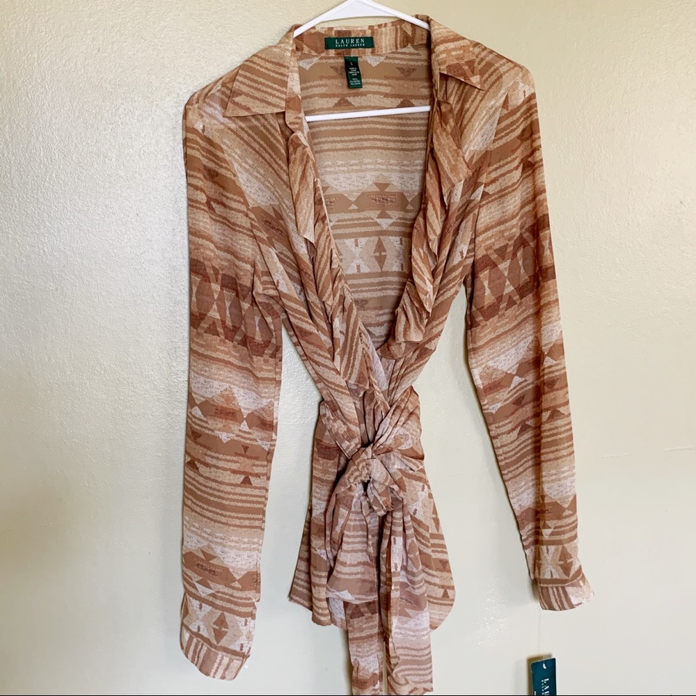 NWT Lauren Ralph Lauren Ruffle Long Sleeve Blouse